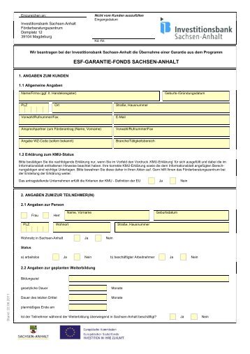Antrag - Investitionsbank Sachsen-Anhalt