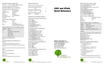 XSLT and XPath Quick Reference