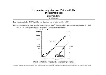 Ist es notwendig eine neue Zeitschrift Ã¼ber Informetrie zu