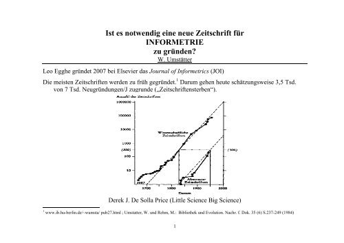 Ist es notwendig eine neue Zeitschrift Ã¼ber Informetrie zu