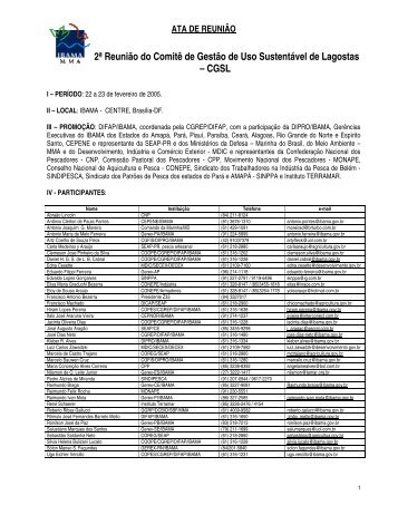 2Âª ReuniÃ£o OrdinÃ¡ria CGSL - Fevereiro/2005 (pdf) - Ibama