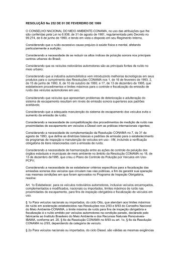 RESOLUÃÃO No 252 DE 01 DE FEVEREIRO DE 1999 O ... - Ibama