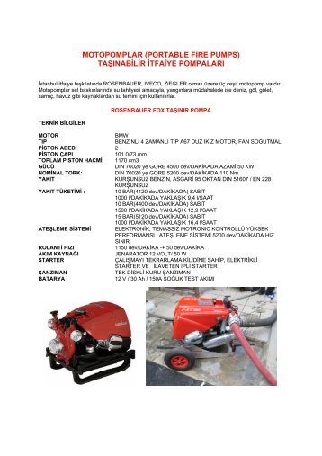 MOTOPOMPLAR (PORTABLE FIRE PUMPS) TAÅINABÄ°LÄ°R Ä°TFAÄ°YE ...