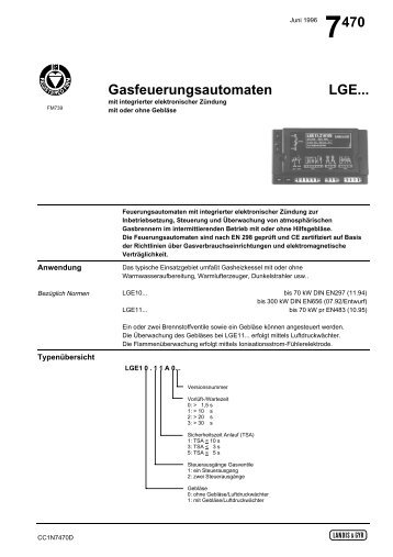 Gasfeuerungsautomaten LGE... - Herrmann