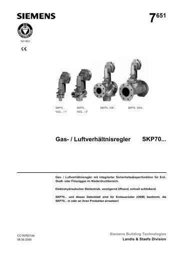 7651 Gas- / Luftverhältnisregler SKP70... - Herrmann