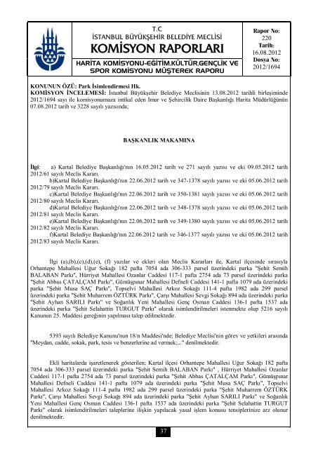 16 AÄUSTOS 2012 M.K.R-3 - Ä°stanbul BÃ¼yÃ¼kÅehir Belediyesi