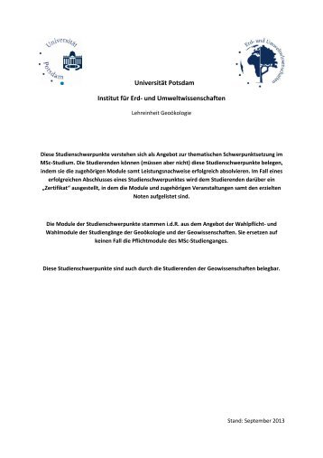 PDF - Institut fÃ¼r Erd- und Umweltwissenschaften - UniversitÃ¤t Potsdam