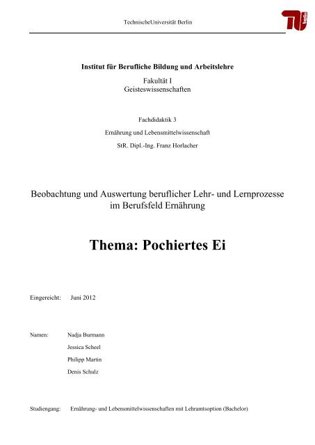 Pochiertes Ei 2011 - Institut fÃ¼r Berufliche Bildung und Arbeitslehre