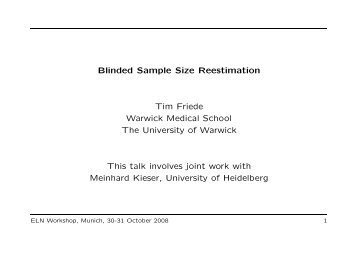 Blinded Sample Size Reestimation Tim Friede Warwick ... - IBE