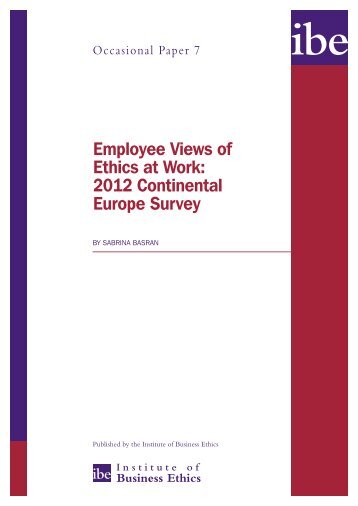 Employee Views of Ethics at Work: 2012 Continental Europe Survey