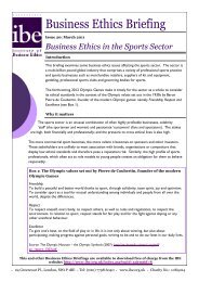 Business Ethics in the Sports Sector, 2011 - Institute of Business Ethics