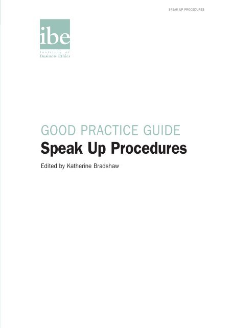 Speak Up Procedures - Institute of Business Ethics