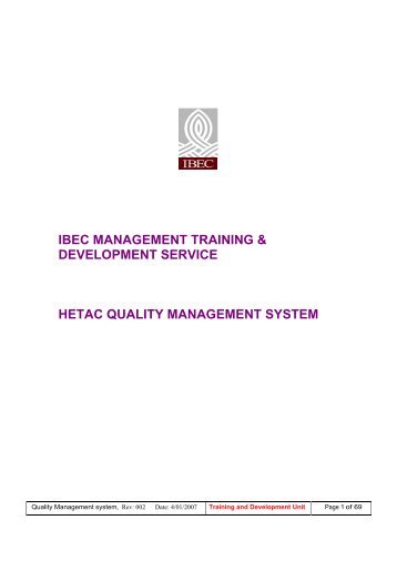 IBEC Quality Assurance Procedures.pdf - IBEC Training and ...