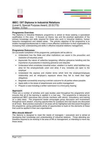 Diploma in Industrial Relations Brochure.pdf - IBEC Training and ...