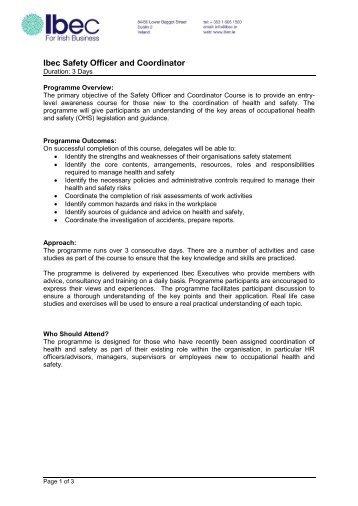 Safety Officer and Coordinator Brochure.pdf - IBEC Training and ...