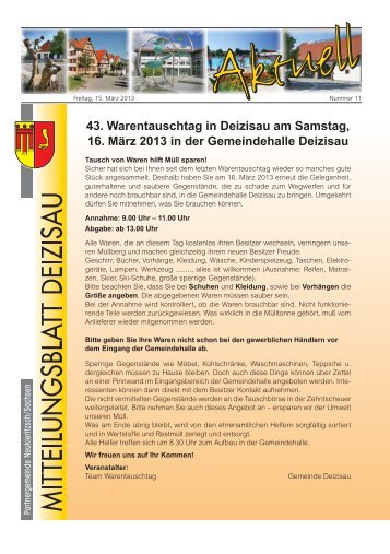 Gemeindemitteilungsblatt vom 15.03.2013 - Gemeinde Deizisau