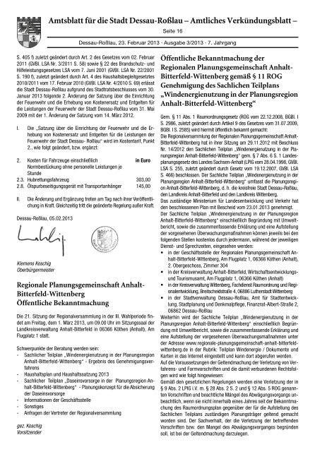 Amtsblatt fÃ¼r die Stadt Dessau-RoÃŸlau â€“ Amtliches VerkÃ¼ndungsblatt