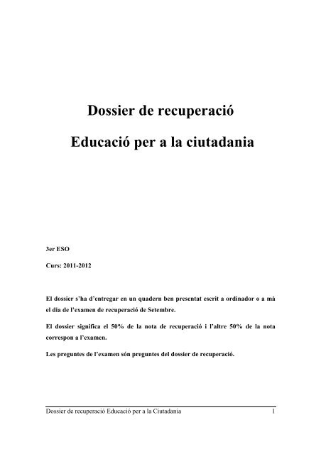 Dossier de recuperaciÃ³ EducaciÃ³ per a la ciutadania