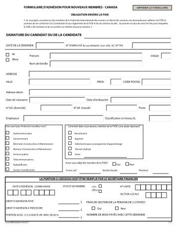 Formulaire de demande d'adhésion à la FIOE - Fraternité ...