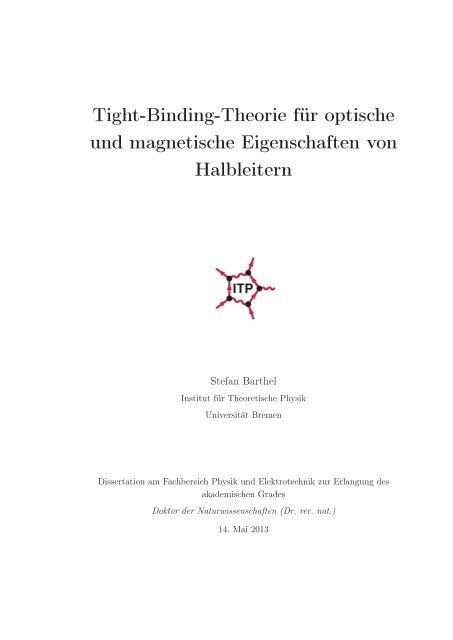 Tight-Binding-Theorie fÃ¼r optische und magnetische ... - E-LIB