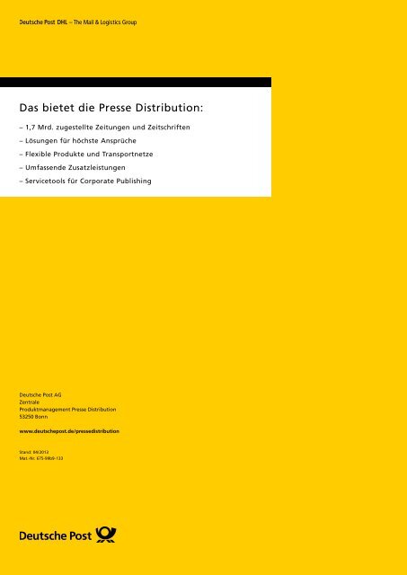 Presse Distribution: Damit Sie bei Ihren Lesern gut ... - Deutsche Post