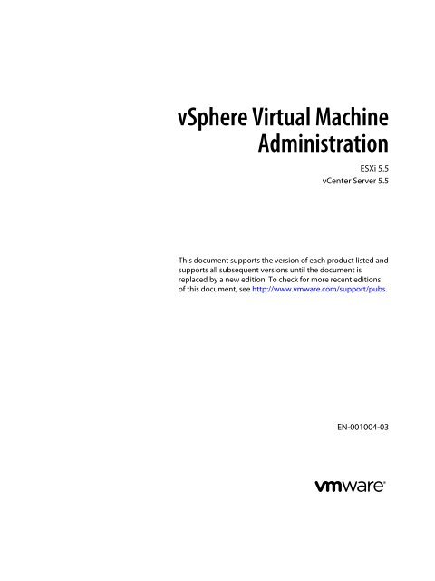 vSphere Virtual Machine Administration - VMware Documentation