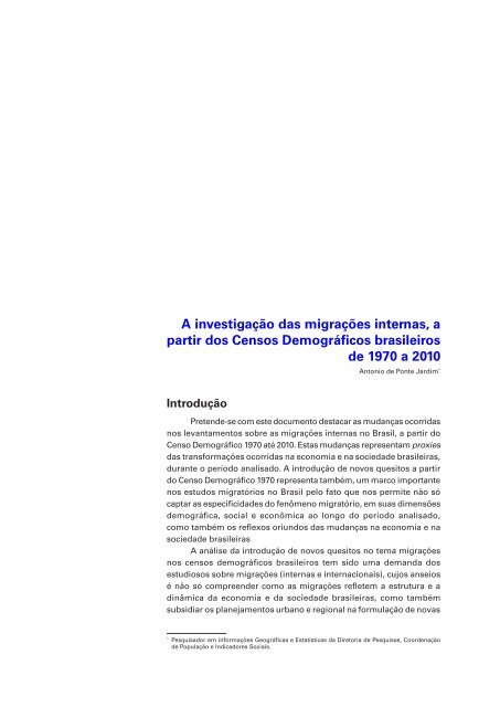 ReflexÃµes sobre os deslocamentos populacionais no Brasil - IBGE
