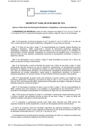 Decreto 74.084, de 20/05/1974 (PDF, 36Kb) - IBGE