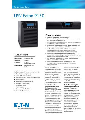 Datenblatt Eaton 9130i - bei der IBH IT-Service GmbH
