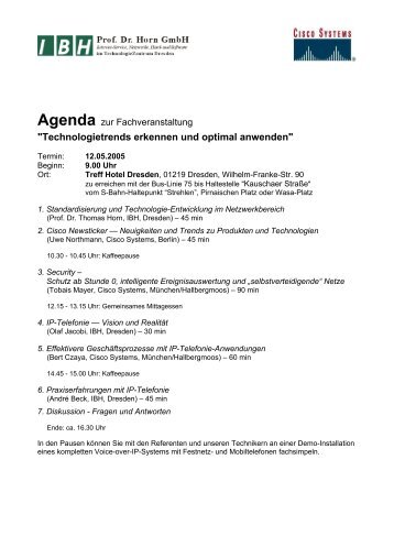Agenda als PDF - bei der IBH IT-Service GmbH