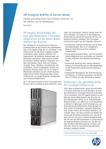 HP Integrity BL870c i2 server blade Data sheet - bei der IBH IT ...