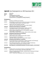 Agenda des Fachprogramms zur IBH-Hausmesse 2011