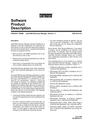 Software Product Description