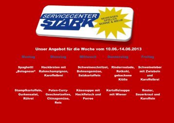 Unser Angebot für die Woche vom 10.06.-14.06.2013