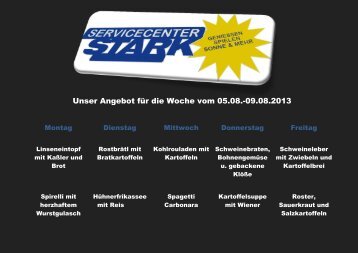 Unser Angebot für die Woche vom 05.08.-09.08.2013