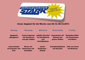 Unser Angebot für die Woche vom 02.12.-06.12.2013