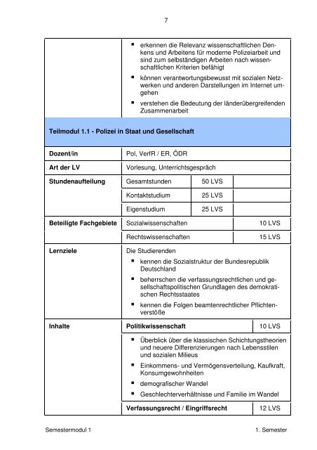 Curriculum - FHVD - Fachhochschule fÃ¼r Verwaltung und ...