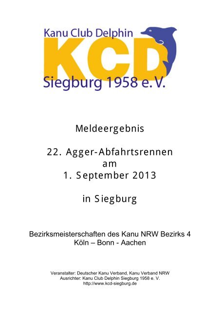 Meldeergebnis 22. Agger-Abfahrtsrennen am 1. September 2013 in ...