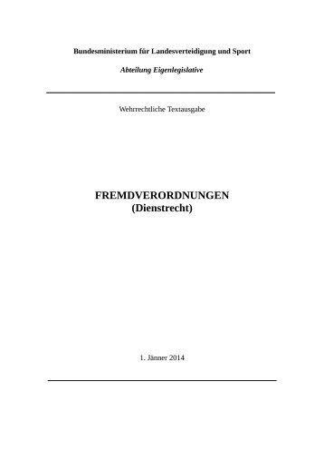 FREMDVERORDNUNGEN (Dienstrecht) - Ã–sterreichs Bundesheer