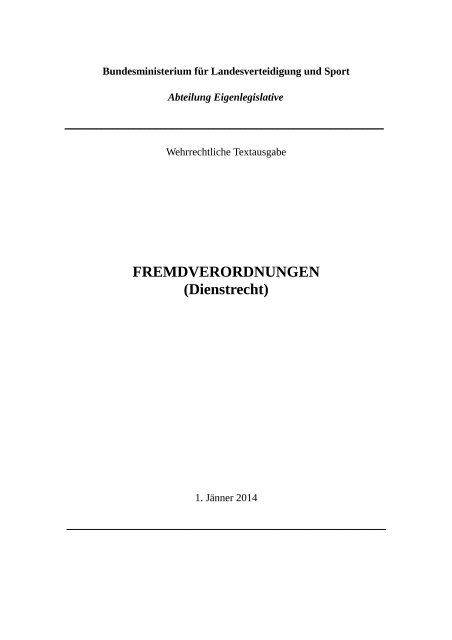 Fremdverordnungen Dienstrecht A Sterreichs Bundesheer