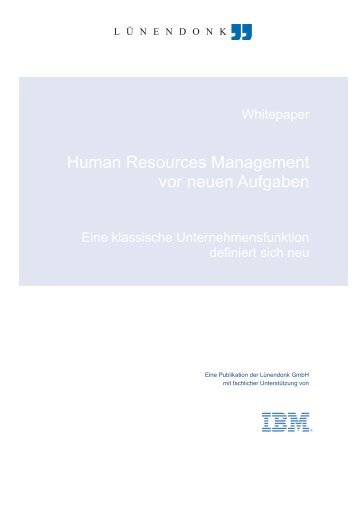 Human Resources Management vor neuen Aufgaben - IBM