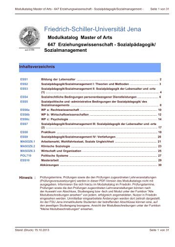 Modulkatalog - Friedolin - Friedrich-Schiller-UniversitÃ¤t Jena