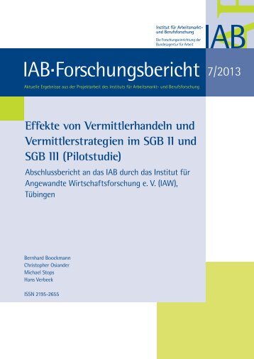 Effekte von Vermittlerhandeln und Vermittlerstrategien im SGB ... - IAB