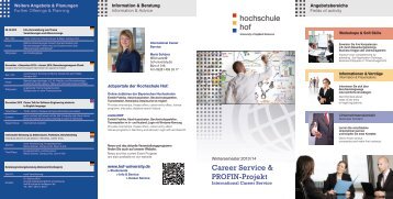 Career Service & PROFIN-Projekt - Hochschule Hof