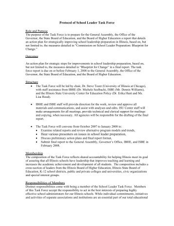 Protocol of School Leader Task Force Structure â¢ Hear ... - IBHE