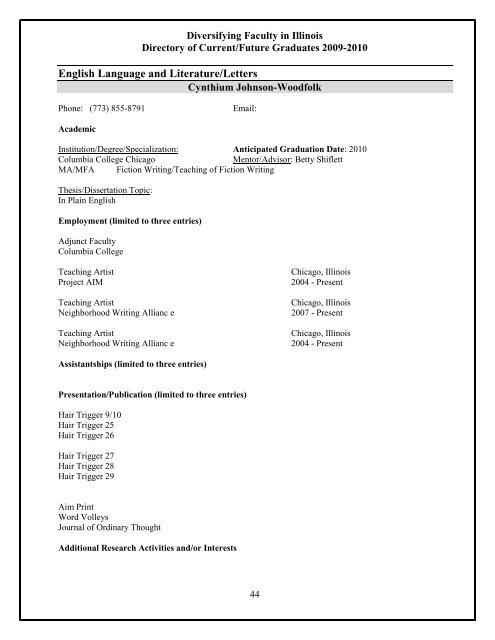 diversifying higher education faculty in illinois fall 2009 - IBHE