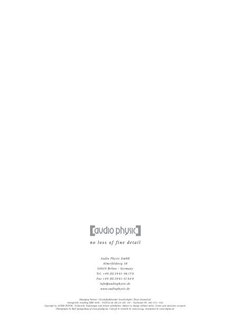 Catalogue 2008 - Audio Physic