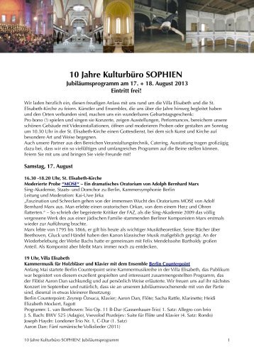 10 Jahre KulturbÃ¼ro SOPHIEN