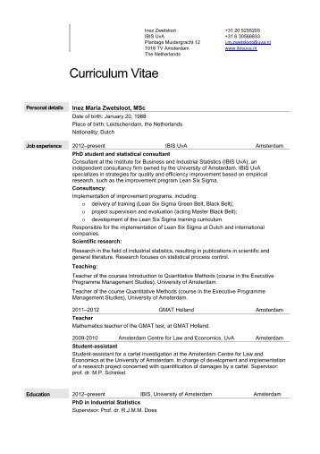 Curriculum Vitae - IBIS UvA