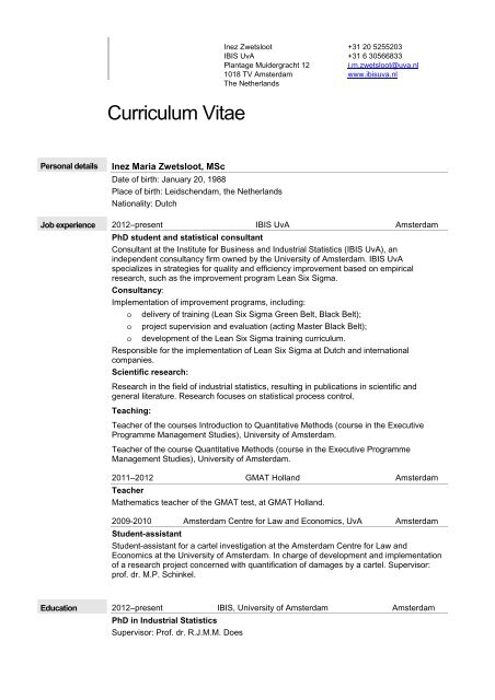 Curriculum Vitae - IBIS UvA